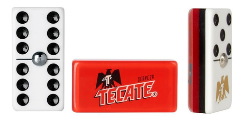 Domino Tecate + Domino Carta Blanca Encapsulado Caja Madera