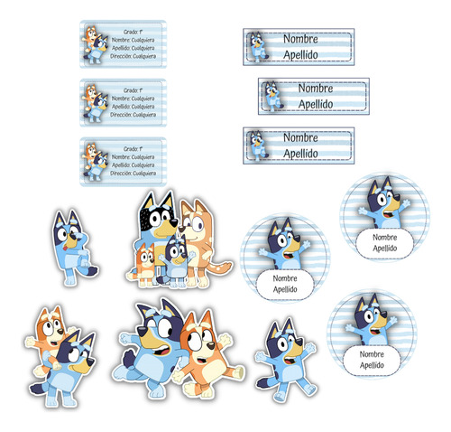 Kit Imprimible Etiquetas Escolares Bluey Editables