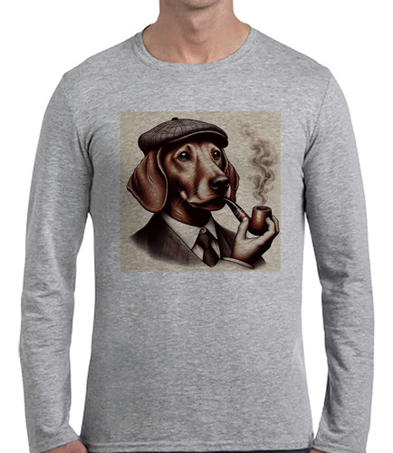 Remera Hombre Ml Perro Pipa Boina Traje Smoking Vintage