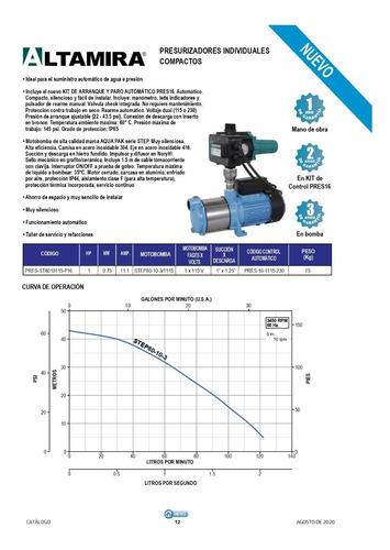 Presurizador Compacto 1 Hp, 127 V, Pres-st8010115-p16