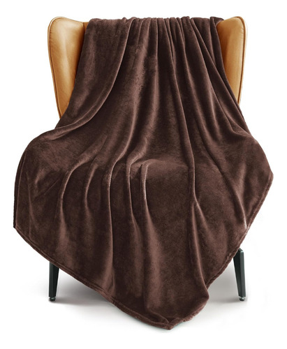 Frazada Manta Plush Flannel 240 X 190cm Térmica Ultra A Soft Marrón Oscuro Liso