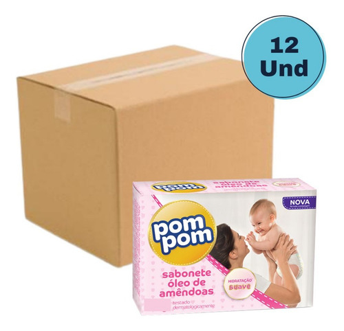 Kit 12 Sabonetes Pompom Oleo De Amendoas