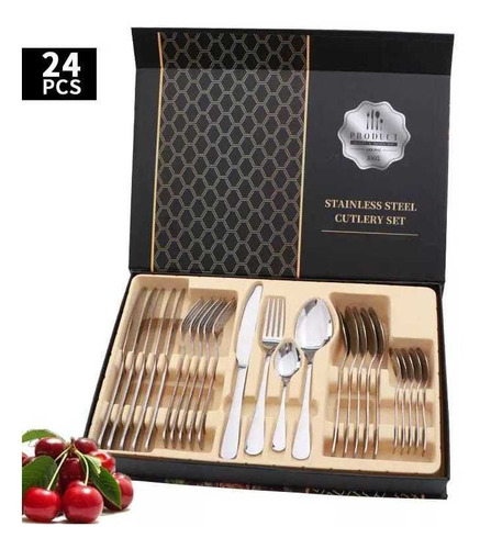 Set De Cubiertos Premium Por 24 Piezas - Cubiertos Plateados