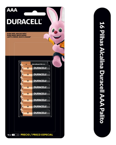 Pilha Duracell Alcalina Palito Aaa Econopack C/16 Unidades