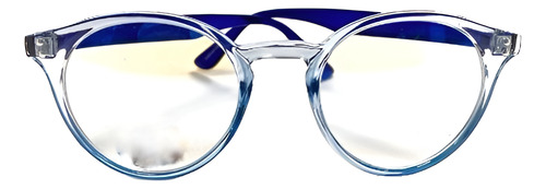 Anteojo Lente Redondo Filtro Luz Azul Neutro Unisex Color Celeste