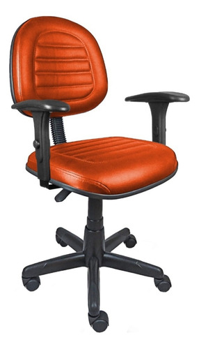 Cadeira de escritório Loja PegaPega Executiva ômega com costura em base giratória com braço regulável  laranja com estofado de couro sintético
