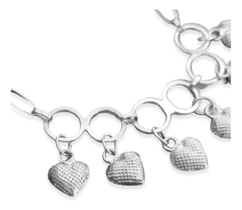 Imagen 2 de 4 de Pulsera Plata Italiana 925 Modelo Corazones