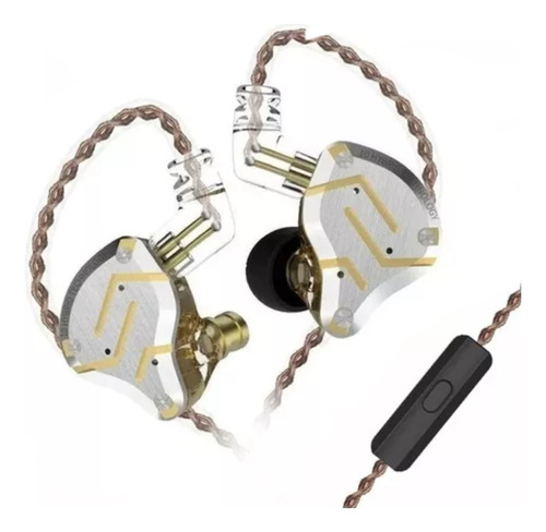 Audífonos In-ear Kz Zs10 Pro Glare Gold Con Micrófono 