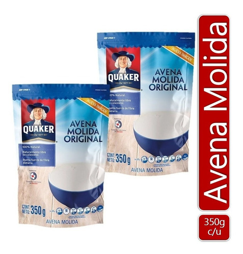 Avena Quaker Molida Original 350 Gr X2 Uds