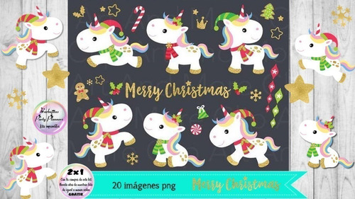 Cliparts Unicornio Navidad Png  Kit Imprimible