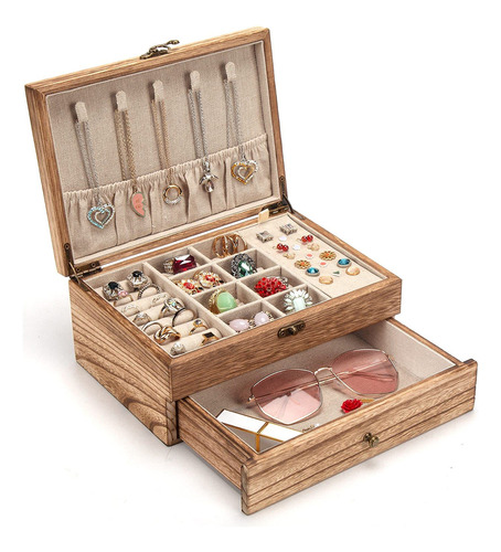 Joyero Para Mujer, Caja Organizadora De Joyas De Madera Rsti