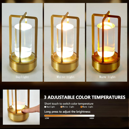 Lámpara De Mesa Led Recargable Inalámbrica Con 3 Temperatura