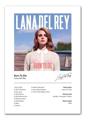 Poster Decorativo Álbum Born To Die Lana Del Rey 