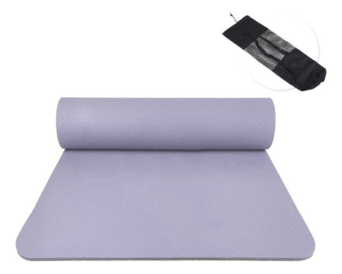 183*61*0.6cm Tapete Yoga Portátil Pilates Fitness Ejercicio Color Neblina Violeta