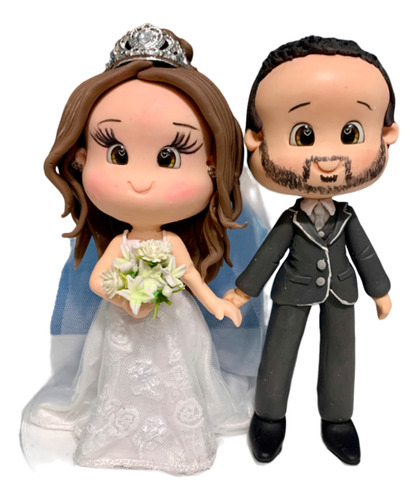 Topo De Bolo De Casamento Em Biscuit - Casal Tradicional