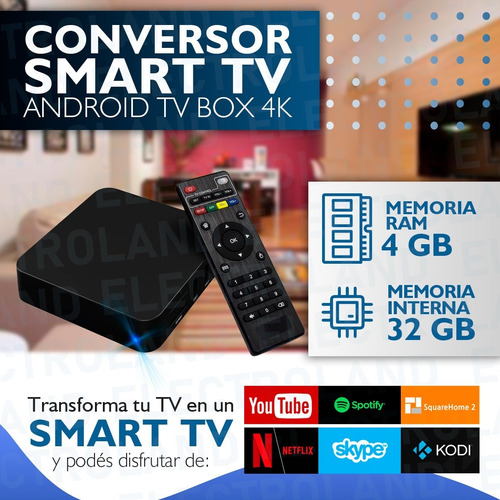 Conversor Smart Tv Android Tv Box Quad Core 4k 32gb Memoria