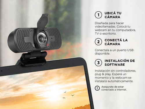 Cámara Web Gadnic Con Micrófono 30 Fps 1080p Full Hd