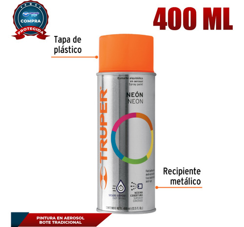 Pintura En Aerosol, Naranja Neón, Bote Tradicional 102849