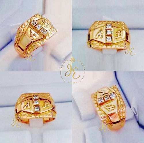 Anillo De Oro Ley 18k Sortija Hombre Iniciales Cc_79 Jespaña