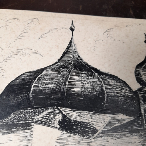 Imagem 4 de 6 de Pintura Desenho Bico De Pena Nanquim Antigo Sem Moldura
