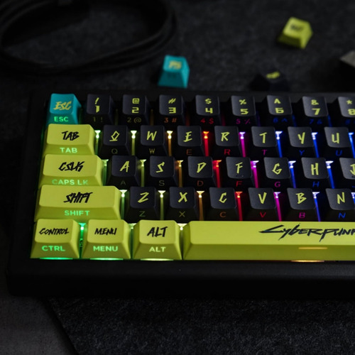 Ultraequipe Pbt Keycaps Cyberpunk Keycaps Brilham Através Do