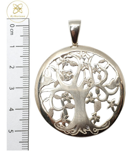 Imagen 4 de 6 de Dije Plata Arbol De La Vida Calado Con Buho 40mm