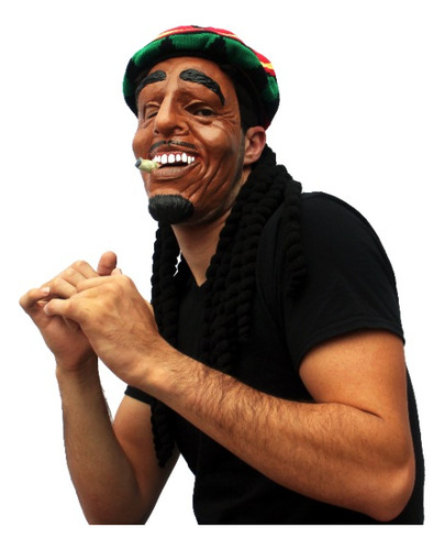 Máscara Bob Marley Cantante De Reggae Drogado Disfraz 