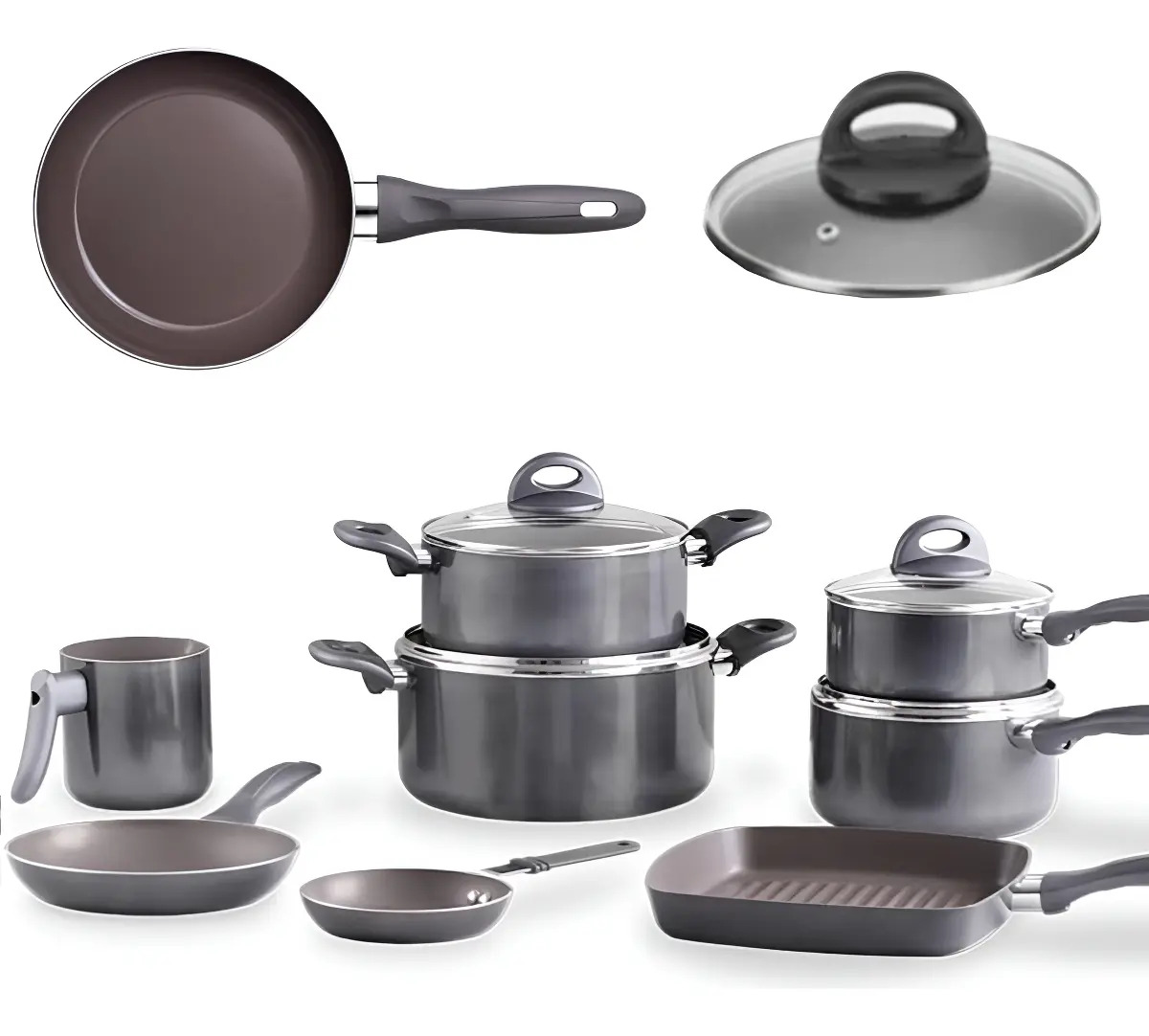 Brinox Jogo De Panelas 8 Peças Ceramic Life Smart Plus Cinza