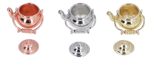 Dollhouse Accessory Kettle, 3 Unidades, Tamaño 1:12 Para Té