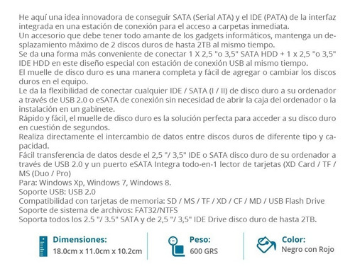 Dock Disco Duro 2.5 3.5 Sata Ide Multilector Backup Usb Hdd