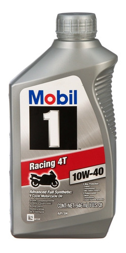 Aceite Sintetico Moto  Mobil 1 Racing 4t 10w-40  946 Ml.