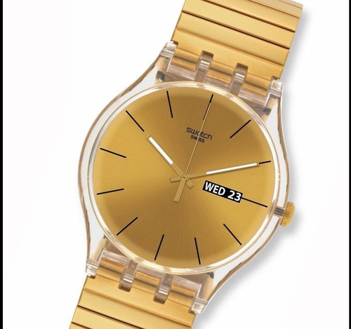 Reloj Swatch Malla Elastizada Dorado Suok702 Dazzling Light
