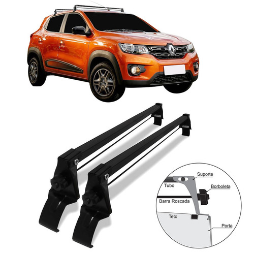 Bagageiro Rack De Teto Vhip Aço Renault Kwid 2017 2018 2019 