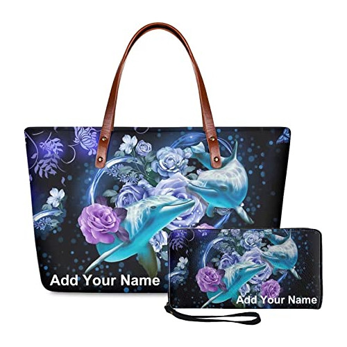 Wideasale Custom Your Name/logo/text On 2 Pcs Handbags Set W