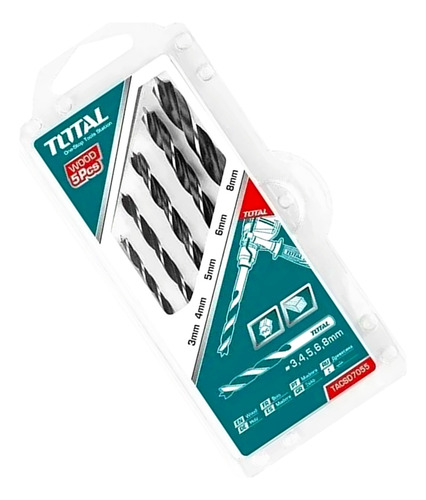 Set Juego De Mechas Para Madera Y Pvc X 5 Pz Total Tacsd7055