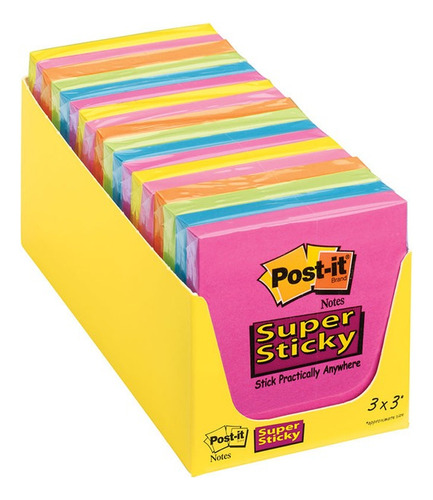 Notas Adhesivas 3m Post It Super Sticky Colores Surtidos 90h