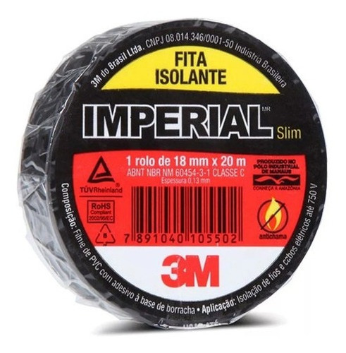 Imagem 1 de 3 de Kit 10 Fitas Isolantes 18mm X 20m X 0.13mm Imperial