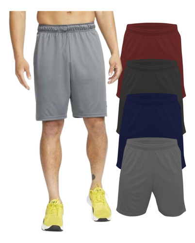 Kit X4 Shorts Deportivos Dry Fit C/ Bolsillo Y Forro Calidad