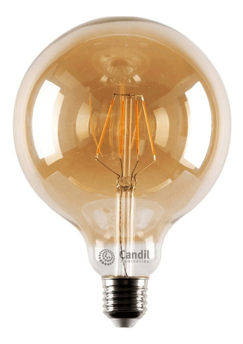 Lampara Led Globo 125mm Filamento Golden 6w  Luz Cálida  E27