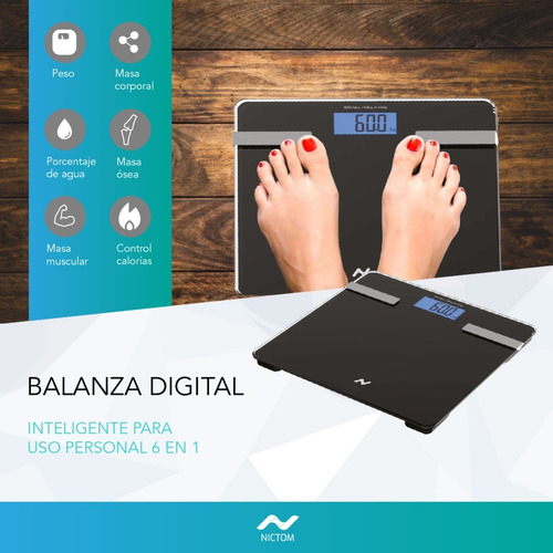 Balanza Digital Baño Inteligente Personal 180kg Electronica Color Negro