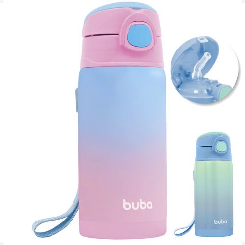 Garrafa Térmica Infantil Buba Parede Dupla Azul Rosa 400 Ml