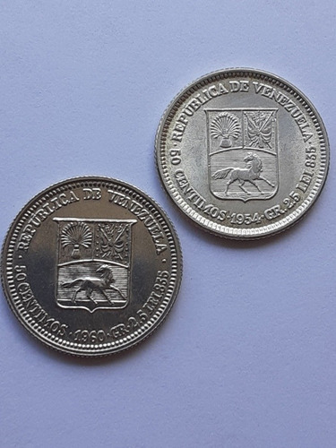Excelentes Monedas De Plata Ley 835. Venezuela