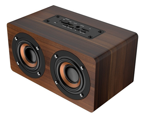 Madera Bocina Bluetooth Subwoofer Radio Fm Hifi Música Relo