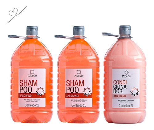 Kit Brilho E Maciez Jaborandi 2 Shampoo + 1 Condi 2l Zibelle