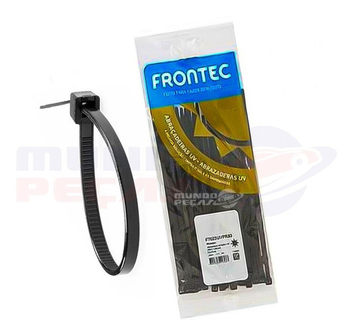 Abraçadeira Nylon Plástico Preta 10cm X 2,5mm 100 Un Frontec Cor Preto