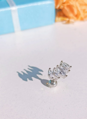 Aro Piercing Punto De Luz Helix Flat Lobulo Zirconia Unidad