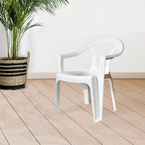 Silla Blanca Con Brazo - Con Topes Antideslizantes Estructura De La Silla Blanco