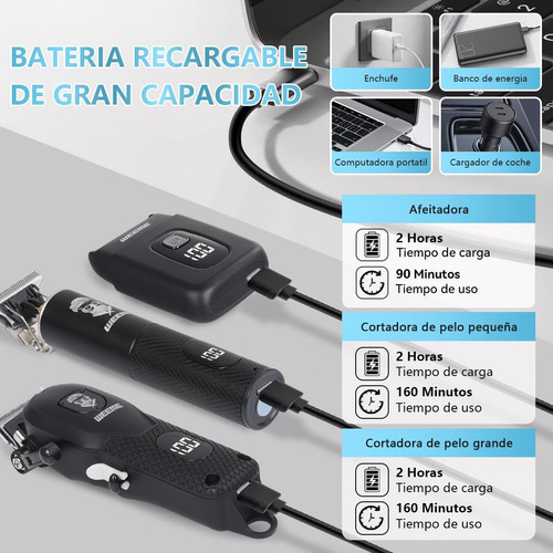 Maquinas Para Cabello Weeme Kit De Cortadoras Profesional De Barba Y Maquinilla De Afeitar Recargable 3 En 1 Para El Hogar Y Peluquería Color: Dorado