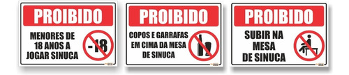 Placa Proibido Bebidas Subir Mesa De Sinuca Menores 18 3un
