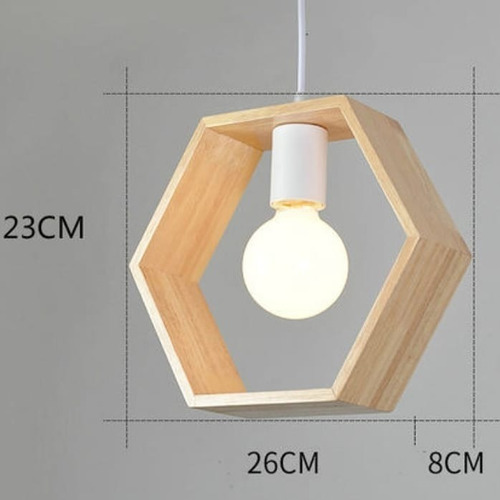 Lampara Moderna Techo Colgante Madera Hexagonal